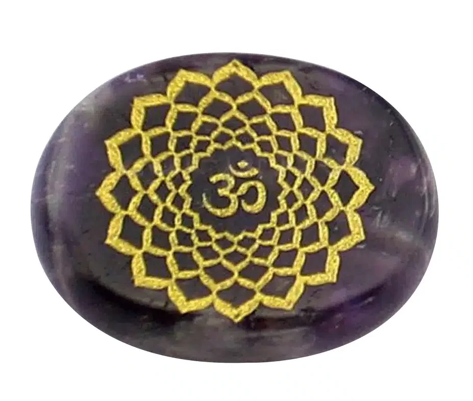 the image of the Crown Chakra (Sahasrara) Amethyst Stone is to visually represent and evoke the essence and significance of this specific chakra within the context of chakra meditation, spirituality, and energy healing. This image serves as a focal point for individuals seeking to understand, balance, and activate their Crown Chakra, promoting a sense of spiritual connection, enlightenment, and higher consciousness.