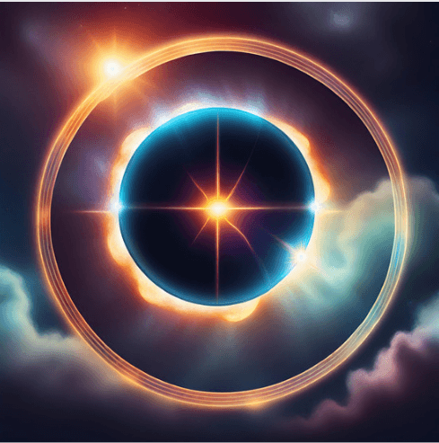 Illustrate the cosmic harmony: A solar eclipse in Pisces amid Mercury retrograde symbolizes transformative energy and introspection, guiding us through celestial influences on life and finance. 🌌✨